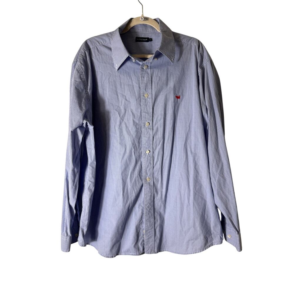 Mens Southern Marsh Blue White Check Long Sleeve Button Down Shirt sz XL